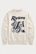 Textured cotton knit with woven Riviera Motif White