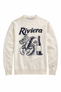 Textured cotton knit with woven Riviera Motif White