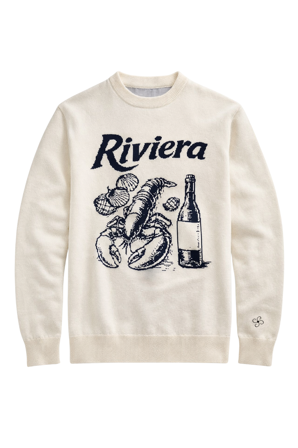 Textured cotton knit with woven Riviera Motif White